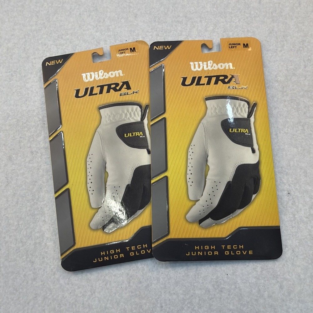 2‎ Packs Of Wilson Ultra BLK Golf High Tech Junior Medium Left Hand Glove NEW